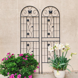 English Elm 4 Pack Powder-coated Metal Garden Trellis Panels Rustproof Climbing Plant Support Outdoor W1586P266748