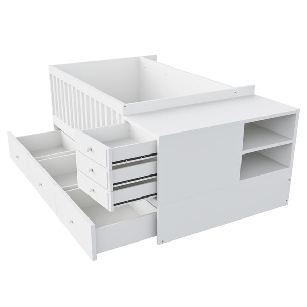 English Elm Convertible Crib Daybed with Changing Table Six Drawers Pine Wood Nursery Frame FF00001AAW