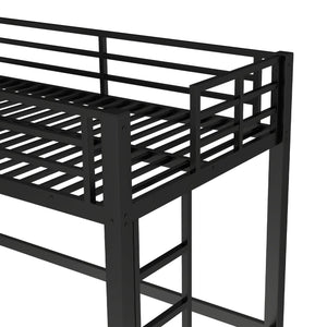 English Elm Twin Metal Loft Bed with Sturdy Frame, Space-Saving Underbed Storage, Safe Ladder & Guardrails W1580P370676