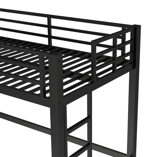 English Elm Twin Metal Loft Bed with Sturdy Frame, Space-Saving Underbed Storage, Safe Ladder & Guardrails W1580P370676