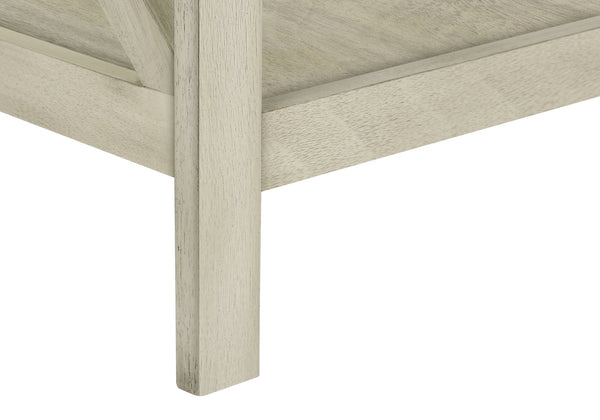 English Elm Accent 2-Tier Narrow End Table with Drawer and Shelf, Transitional Veneer Top, Solid Wood Legs for Compact Spaces White 28 L x 19 W x 7 H B2710P219487