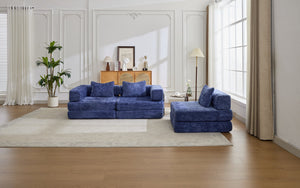 English Elm Compression Convertible Floor Sofa Bed - Durable Chenille, No Assembly, Multi-Purpose Design, Dark Blue W3723S00016
