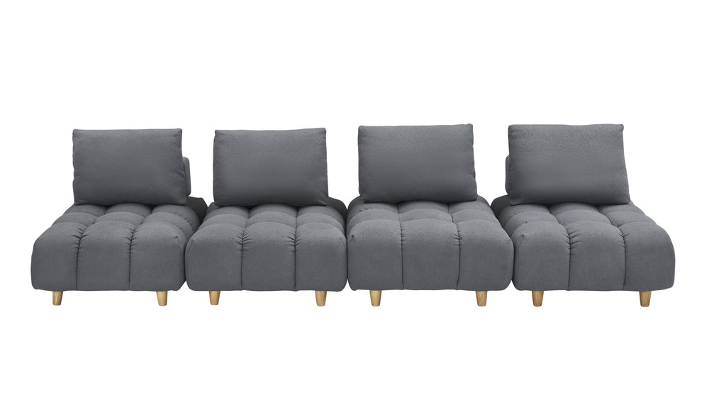 English Elm 120 Plush Teddy Sofa 120" Long Spacious 4-Seater with Solid Wood Frame, Spring Cushion Comfort Gray W1658S00071