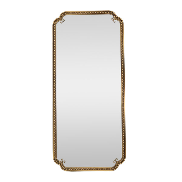 English Elm Full Length Cast Iron Floor Mirror Arched Beaded Frame Antique Gold Bedroom Accent W3040P455740