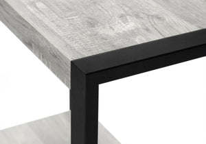 English Elm Accent C-Shaped Side Table with Reclaimed Wood-Look Top and Sleek Metal Frame for Small Spaces Grey 28 L x 15 W x 9 H B2710P219145