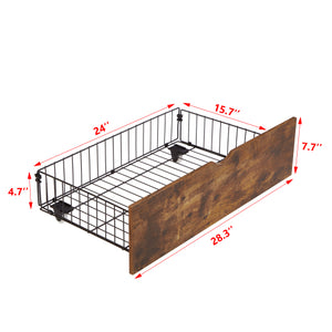 English Elm Queen Storage Bed Wood Headboard Metal Frame Usb Charging Two Under Drawer Bedroom W311S00063