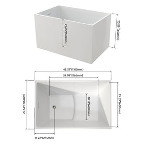 English Elm 43" Acrylic Freestanding Soaking Tub with Built-in Seat Glossy White Modern Bath T3785P380644