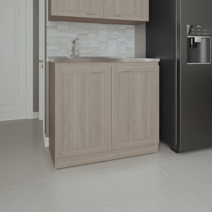 English Elm Utility Sink Base Cabinet with Two Doors Shelved Storage White Oak Laundry Room B097S00202