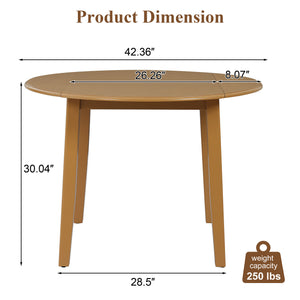 English Elm Extendable Round Dining Table Folding Mdf Top Rubberwood Legs Small Space Apartment Light Brown N752P405933A