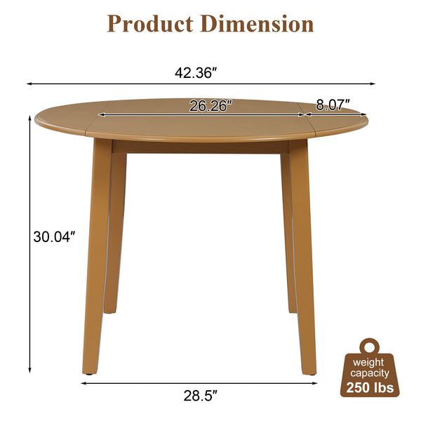 English Elm Extendable Round Dining Table Folding Mdf Top Rubberwood Legs Small Space Apartment Light Brown N752P405933A