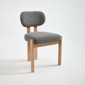 English Elm Wooden Wingback Dining Chairs Chenille Upholstered Farmhouse Set for Kitchen Comfort Grey W3244P316080