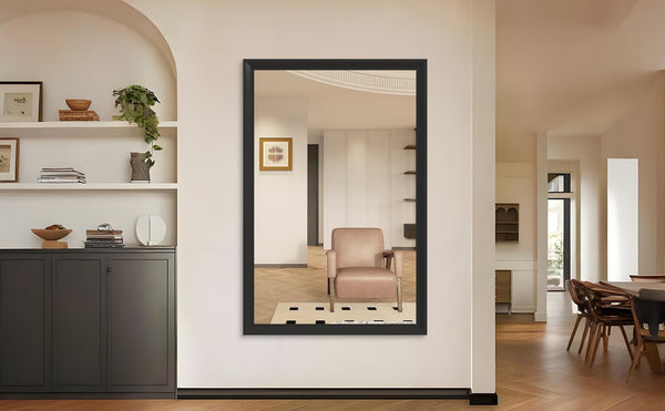 English Elm 60"X40" Oversized Modern Rectangle Mirror - Black Aluminum Frame For Versatile Wall Or Floor Use W708P297675
