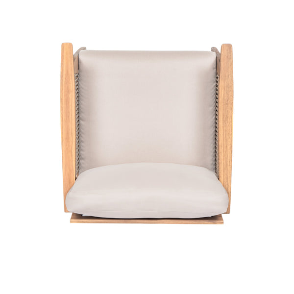 English Elm Outdoor Acacia Hardwood Patio Chair Handwoven Rope Weave with Weather Ready Cushions N757P238680B