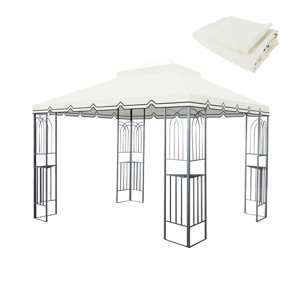 English Elm 10X10 Ft Outdoor Patio Gazebo Replacement Canopy - Stylish Double-Tiered Roof For Shade & Ventilation W419P198360