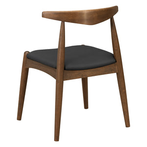 English Elm [video] Rubberwood Dining Chairs Set of 2 Faux Leather Ergonomic Retro Splayed Leg Design Walnut+Black N759P386879B