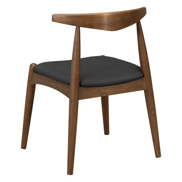 English Elm [video] Rubberwood Dining Chairs Set of 2 Faux Leather Ergonomic Retro Splayed Leg Design Walnut+Black N759P386879B