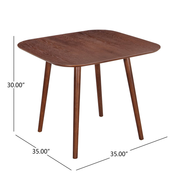 English Elm Christopher Knight Home® - SQUARE Mid-Century Dining Table with Tapered Legs, Solid Wood Frame, Sleek Communal Centerpiece Dark Walnut N771P355877T