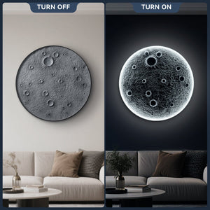English Elm 32-Inch Resin Moon Wall Light with Remote Dimmer, 30W Main +10W Night Halo, Realistic Crater Texture W2869P361865