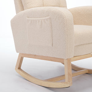 English Elm Modern Accent Rocking Chair With Adjustable Footrest, High Backrest & Side Pocket For Comfort W2725P254696