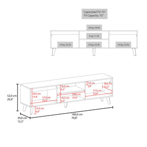 English Elm Polaris Walnut TV Stand with Open Shelves and Spacious Storage Compartments for Media Organization B200P374524