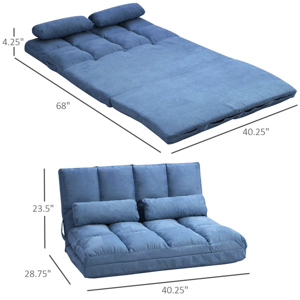English Elm Homcom Convertible Floor Sofa Chair Bed With Adjustable Backrest & Pillows - Space-Saving Comfort W2225P217473