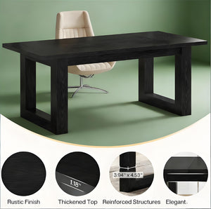 English Elm Sturdy Two-tier Computer Desk with File Cabinet and Monitor Riser for Home Office Black T3971P454054