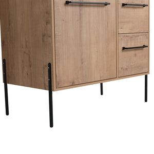 English Elm 36" Freestanding Vanity with Integrated Resin Sink Soft Close Drawers Modern Bath W999P405130