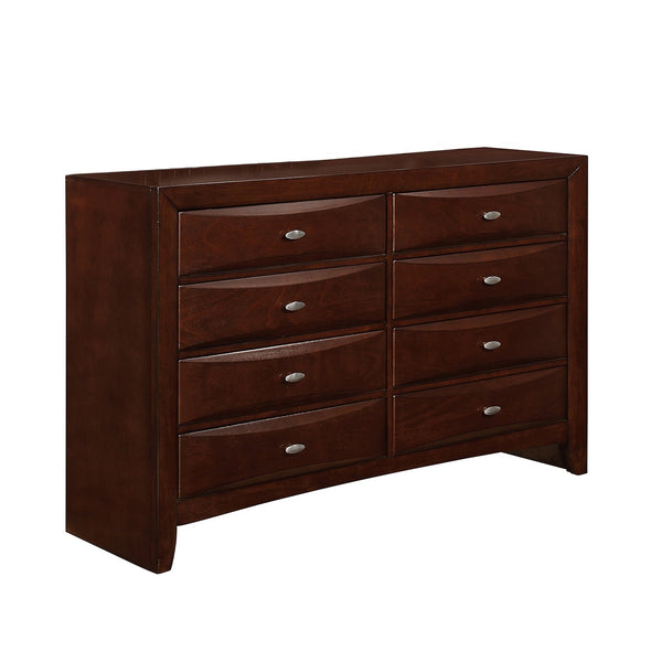 English Elm LUCILLE Solid Wood 5PC Full Bedroom Set with Bookcase Headboard, 6 Storage Drawers, Slatted Base Walnut 82.99 L x 24.09 W x 6.02 H B201S00275