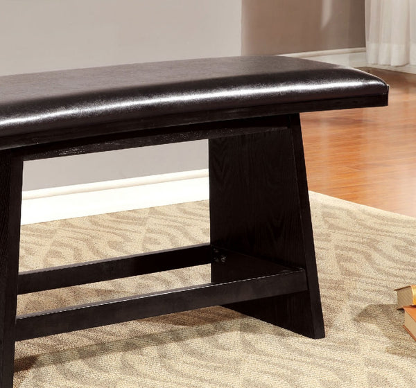 English Elm Modern Counter Height Bench 46.5"W x16.5"D x26"H Leatherette Padded Seat Black Finish Durable Stylish B011P367160