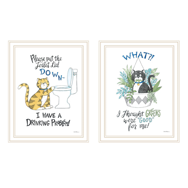 English Elm Trendy Decor 4u Humorous Two Piece Framed Wall Art Set for Home Bar or Bedroom B067P256631