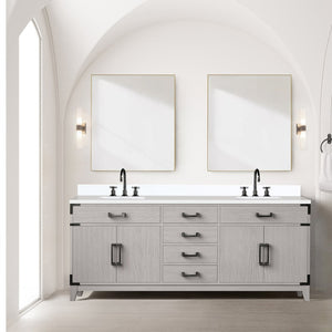 English Elm White Oak Double Bath Vanity Set With Cultured Marble Tops & Mirrors - Stylish Storage Solution For Two B2731S01618-GIGA