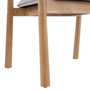 English Elm Modern Rubberwood Dining Chair Set Sculptural Curved Back Upholstered Seat Walnut Frame Beige,Natural N768P391165N