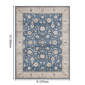 English Elm Premier Traditional Medallion Navy Low Pile Area Rug for Living Room or Formal Entryway B186P479400
