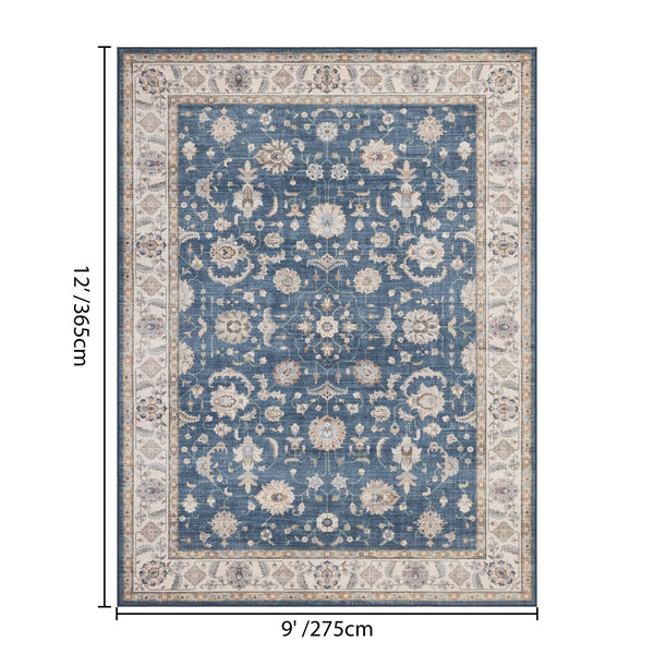 English Elm Premier Traditional Medallion Navy Low Pile Area Rug for Living Room or Formal Entryway B186P479400