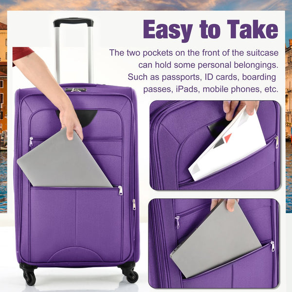 English Elm Softside Expandable Spinner Luggage Set with Tsa Lock Duffel Polyester Travel Purple N732P201004I