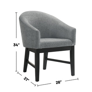 English Elm Set Of 2 Stylish Barrel Design Fabric Dining Chairs - Gray & Black For Modern Comfort & Versatility B016P392502-GIGA