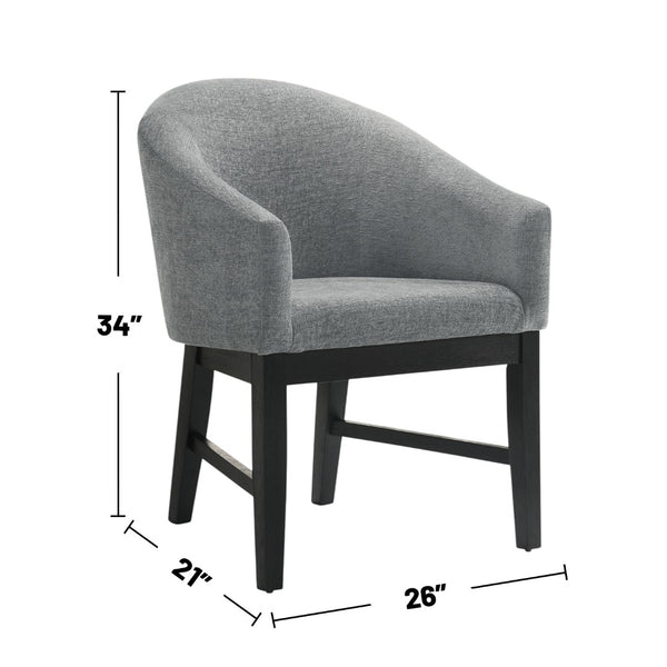 English Elm Set Of 2 Stylish Barrel Design Fabric Dining Chairs - Gray & Black For Modern Comfort & Versatility B016P392502-GIGA