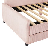 English Elm Twin Size L-Shaped Corduroy Daybed,Upholstered Bed Frame With 2 Storage Drawers,Pink