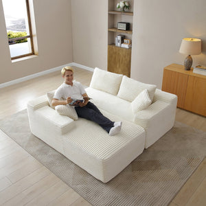 English Elm 105'' Modular Cloud Sectional Corduroy Plush Deep Seat L-shape Sofa for Living Room W1117S00338
