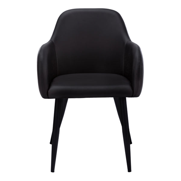 English Elm Dining Chair Set Of 2 - Contemporary Upholstered Side Chairs In Black Faux Leather For Modern Spaces B2710P218840