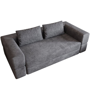 English Elm Sofa Convertible Memory Foam Sleeper Couch with Rectangle Pillow & Removable Cushions, Modern Chenille Lounge for Bedroom Grey W3670P355586