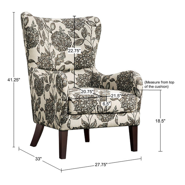 JLA Home Madison Park - Swoop Arianna Wing Chair with Sculpted Silhouette, Plush Upholstery, Tailored Piping & Wood Legs Multi FPF18-0428