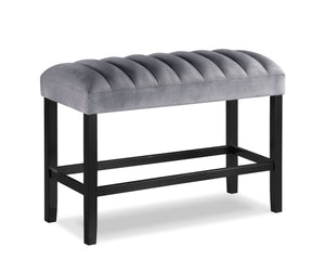 English Elm 1pc Counter Height Bench Upholstered Velvet Seat with Sturdy Wooden Base for Stylish Dining Room Seating Black,Gray 41 L x 19 W x 10 H B011P261189