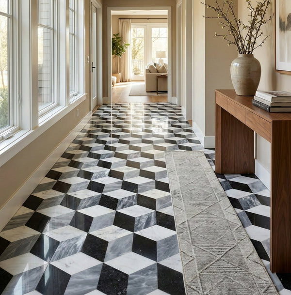 English Elm Hexagon Carrara Gray Polished Marble Floor Wall Tile Spa Inspired Natural Stone W1696P262340