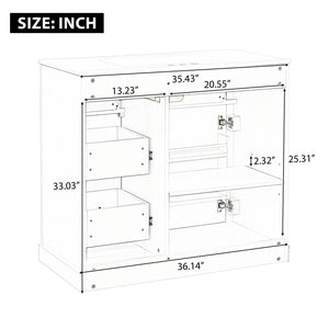 English Elm 36 Inch Bathroom Vanity With Sink – Modern Design, Soft-Close Drawers & Adjustable Storage Shelf, White Finish N725P336549K