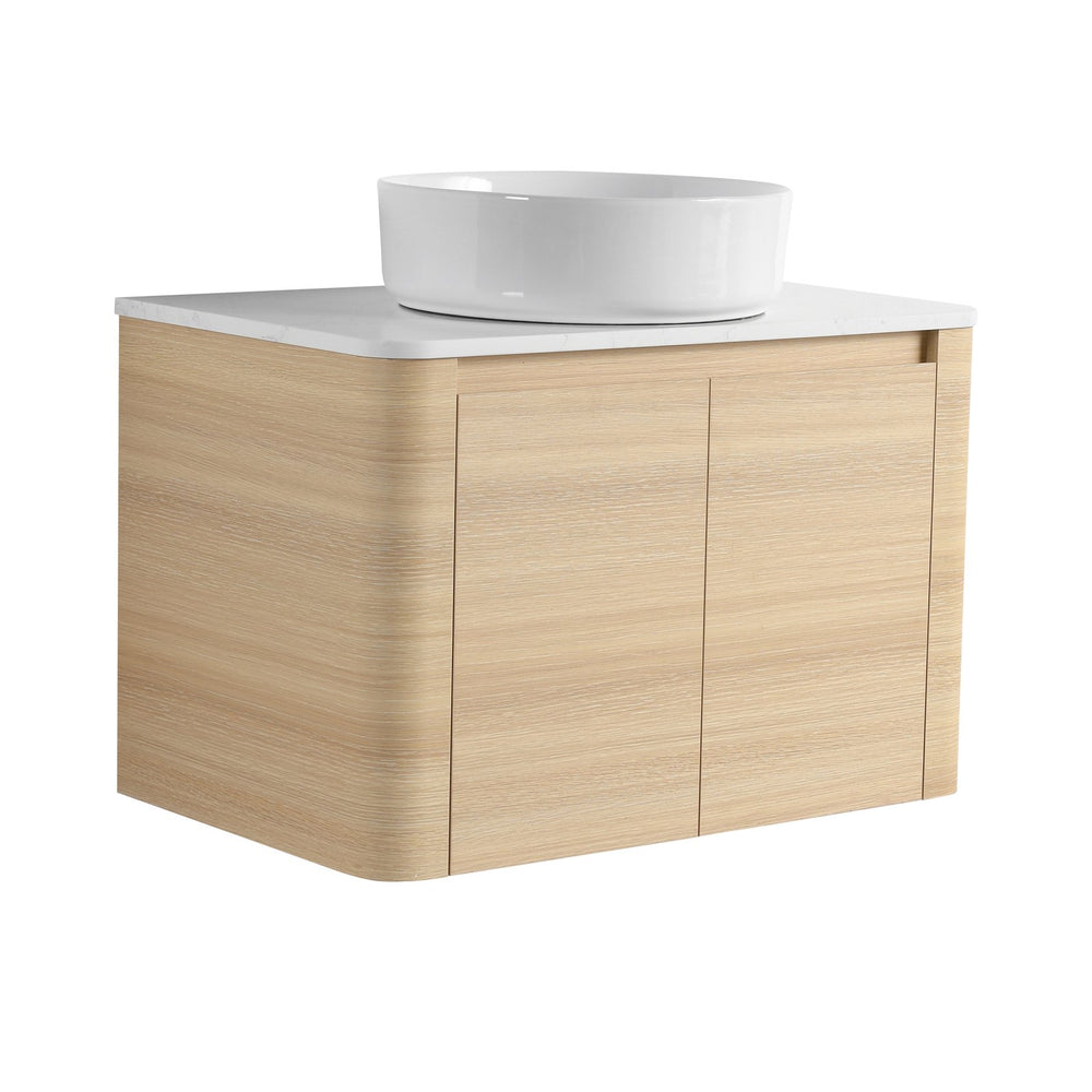 English Elm 30'' Wall-Mounted Bathroom Vanity With Ceramic Art Sink, Soft-Close Doors & Modern Plywood Design W999S00462