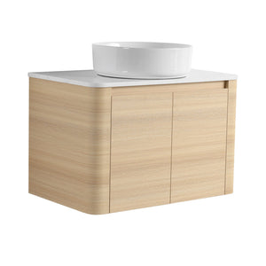 English Elm 30'' Wall-Mounted Bathroom Vanity With Ceramic Art Sink, Soft-Close Doors & Modern Plywood Design W999S00462