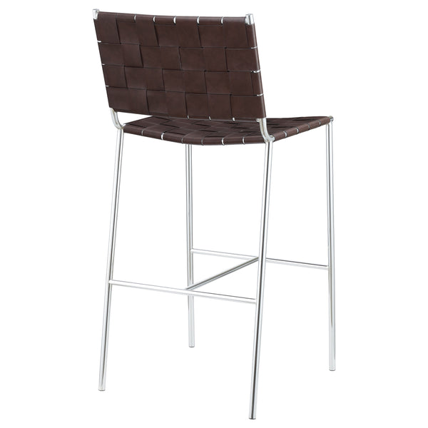 English Elm Langton Brown Upholstered Bar Chair with Chrome Frame, Woven Leatherette Seat & H-Footrest, Stylish Counter Stool (Brown) B062P374082
