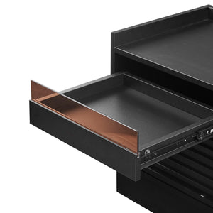 English Elm Christopher Knight Home® - Mid Mid Century Modern Nightstand with USB Charging Station, LED App-Control Lights, 2 Drawers, Sleek Design Black 22.24 L x 18.7 W x 7.09 H N761P255453B