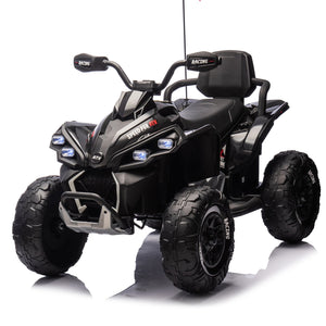 English Elm 24v Kids Electric Atv Xxxl Off-road Ride on with Remote Parental Control and Bluetooth Black W1578P228312